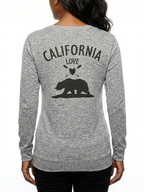 PURPLE SNOW California Love Bear Graphic Pullover Lightweight Sweatshirt S